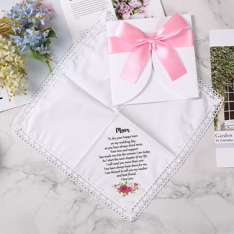 TRULIVA Wedding Handkerchief for Bride's Mother, Mom Wedding Gift from Daughter, Keepsake Hankie for Mother (Mom) - Image 5